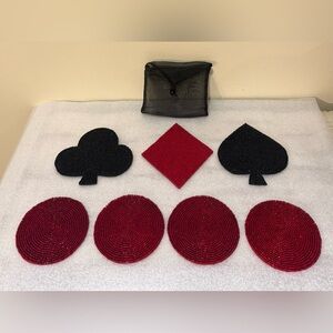 Red and Black Beaded Coaster Set